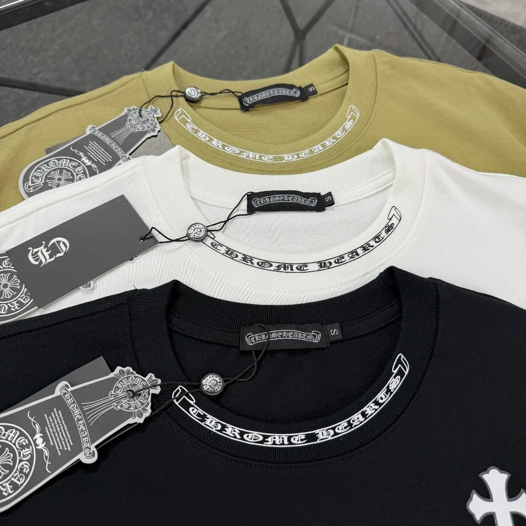 P180 Chrome hearts 25 high version fabrics made of 300 grams of high-density cotton, no deformation, no shrinkage, complete with three labels, same style for men and women, process; printing + denim patch embroidery process + original metal label Color: black white khaki SIZE: S-XL